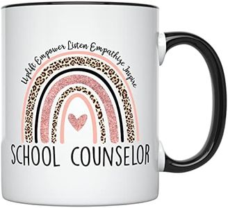 YouNique Designs School Counselor Mug, 11 Ounces, School Counselor Appreciation Coffee Cup, Counselor Coffee Mug for Women (Black Handle)