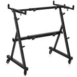 BQKOZFIN Keyboard Stand, Z Style Heavy Duty Piano Stand with 4 Wheels, Adjustable Height & Width Digital Keyboard Stand, Fits 54-88 Key Electric Pianos (Black)