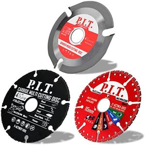 P.I.T. 3-in-1 Set 4 1/2 Inch Cut Off Wheel for Wood/Metal/Marble/Plastic-4 1/2 Metal Cutting Blade for 7/8 Inch Arbor Angle Grinder, Cutting Disc 4.5 Inch - 115 mm (3PCS)