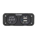 2 USB Charger Socket Digital Voltmeter, LED Digital Display Voltmeter for Car Boat Marine other instruments