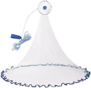 Cocoarm Red de pesca para pesca, red de pesca, manta de mano, red de pesca de nailon, portátil, ampliable, red de malla de nailon con cuerda de mano de 8 m, anillo pesado de 3 diámetros