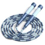 PROIRON Soft Beaded Skipping Rope,tangle free,jump rope for kids,2.8M adjustable length, blue,for beginners students