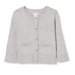 Amazon Essentials Big Girls' Uniform Cardigan Sweater, Light Heather Grey, L