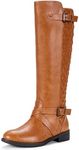 Jeossy Women's Knee High Ridng Boots, Metal Buckle Boot with Wide Calf and Extra Wide Width, 950W - Camel, Size 7.5W US (DJY950W Camel 07.5)