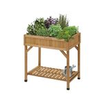 VegTrug Wooden Raised Garden Bed Planter Stand with Bottom Shelf | 8 Pocket Elevated Herb & Vegetable Plant Box for Balcony, Terrace, Patio & Indoor Outdoor Gardening | Rectangular - Natural Color