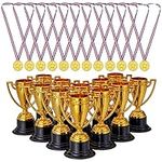 THE TWIDDLERS - 24 Piece Plastic Trophy & Medals Awards Winner Set - Perfect for Competitions, Football, Dance, Recognition & Achievement