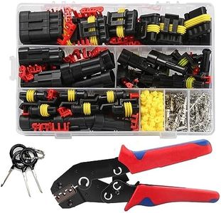 AONNOUS 352PCS Automotive Electrical Connectors & Crimper Kit;Weather Pack Connectors Kit;1 2 3 4 Pin Waterproof Car Auto Electrical Wire Plug Kit; AWG26-16 0.5-1.5mm²Ratchet Wiring Crimping Tool