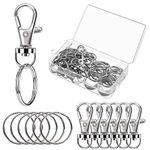 Keychain Clip, 70 Pcs Metal Lobster Clasps, Keychain Rings for DIY, Keys, Purse, Backpack, Crafts (Silver)