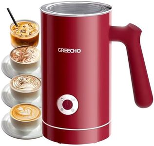 Milk Frother and Steamer, GREECHO 4 IN 1 Electric Milk Frother, 10.2oz/300ml Automatic Warm & Cold Milk Foamer for Coffee, Latte,Silent Operation & Automatic Shut-off, Viva Magenta Rose Red