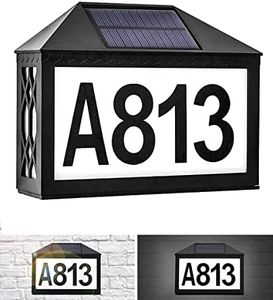 Solar Address Sign,LETOUR House Numbers for Outside Solar Powered Led Illuminated Address Plaques with Stakes, Outdoor Address Number for Home Street Yard White Light