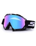 Motorcycle Goggles,ATV Dirt Bike Goggles-Anti UV Safety Goggles Windproof Dustproof Motocross Goggles Anti Scratch Motorcycle Glasses for Cycling Riding/Climbing/Skiing (Spotty Frame-Colorful lens)