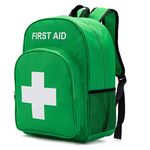 First Aid Backpack Bag Empty Emergency Red First Aid Medical Backpacks 1st Aid Backpack Back Pack for First Aid for Camping Hiking Trekking Adventures Home Health First Responder (Green Backpack)