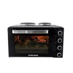 Hamilton Beach Mini Oven with Hobs, 28L, Double Hotplates, Space Saving, Electric Countertop Cooker, Flexible Cooking, Adjustable Temperature Control, 60 Min Timer, 3100W - HB28HDB, Black