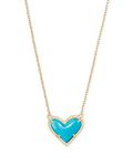 Kendra Scott Ari Heart Gold Short Pendant Necklace in Dichroic Glass