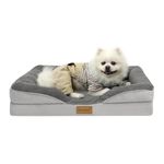 Nepfaivy Dog Bed Medium Waterproof - Bolster Dog Bed for Small and Medium Dogs with Removable and Washable Cover, Dark Grey, 76x55cm