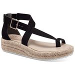 Alfani Womens Black Asymmetrical Buckle Accent Moira Round Toe Wedge Zip-Up Espadrille Shoes UK Size 5