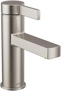 Moen Beric Spot Resist Nickel Modern One-Handle Single Hole Bathroom Faucet with Drain Assembly and Optional Deckplate for Your Bath Sink, 84774SRN