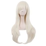 MapofBeauty 28 Inch/70 cm Women Side Bangs Long Curly Hair Cosplay Synthetic Wig (Platinum Blonde)