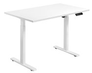 Jin Office Electric Height Adjustable Desk|Motorized Sit Stand Desk With 3 Memory Presets|80 Kg Wt. Capacity|Electric Table (Frame With White 1500 X 750 Mm Table Top) - Wrought and Cast Iron,Matte