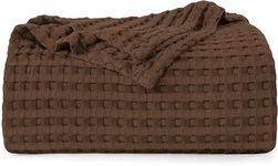 Utopia Bedding Cotton Waffle Blanket 300 GSM (Brown - 90x90 Inches) Soft Lightweight Breathable Bed Blanket Queen Size Layering Any Bed for All Season