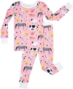 Little Sleepies Two-Piece Kids Pajama Set, Pink Farm Animals, 9-10