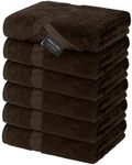 Canadian Linen Imperial Economy 6 Pack Dark Brown Hand Towels for Bathroom 16"x27" inches 100% Terry Cotton Thin Towels Lightweight Quick Dry Towel for Gym, Shower, Hotel, Bath and Spa