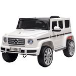 HOMCOM Mercedes Benz G500 Licensed 12V Kids Electric Ride On Car Toy with Parental Remote Control Battery-powered 2 Motors Music Lights MP3 for 3-8 Years Old White