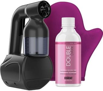 MineTan Personal Spray Tan Machine | Black At Home Spray Tan Kit - Lightweight, Handheld Portable Self Tanner, with 8oz Double Dark Pro Spray Mist Solution, Works With All Sunless Tanning Solutions