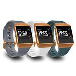 AIUNIT Compatible Fitbit Ionic Bands for Men Women Teens Kids Large with Burnt Orange Buckle, Replacement Strap Sport Accessory Wristband for Fitbit Ionic Smart Watch Gray White Blue-Gray