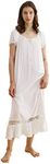 Latuza Women's Sleepwear Off The Shoulder Victorian Nightgown, White, Medium