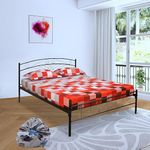 APRODZ Iron Queen Size Bed for Bedroom Metal Bed (Black Color)