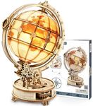 ROWOOD 3D Puzzles Luminous Globe, Wooden Model Building Kit for Adults to Build, DIY LED Night Light Home Decor, Unique Christmas and Birthday Gift