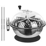 iPower 24 inch Bud Trimmer Leaf Bowl Machine Twisted Spin Cut for Hydroponics with Sharp Stainless Steel Blades Clear Visibility Dome, Solid Metal Gear Box, Scissors Included, Silver