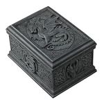 5.75 Inch Celtic Dragon Textured Decorative Trinket Box, Black