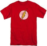 DC Comics Men's The Flash Distressed Logo T-Shirt, Red, 2X-Large