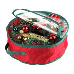 FGASAD Christmas Wreath Storage Bag, Transparent Xmas Garland Round Storage Container Protect Bag with Handle, Zippered, 16 x 6inch