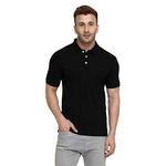 CHKOKKO Men's Polo Cotton Regular Fit Half Sleeves T-Shirt with Pocket Black Size XL