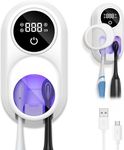 OQIMAX UV Toothbrush Sanitizer, Wall-Mounted Toothbrush Cleaner with Sterilization & Drying Function, LED Smart Display, Auto-Sensing Cover, Rechargeable Toothbrush Holder for Home & Travel