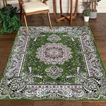 renoazul® Washable Floral Style Jute Backed Mat, 160 x 230 cm (5 ft 3 in x 7 ft 7 in) - Green - Heavy Duty Vintage Area Rug for Bedroom, Dining and Kids Room