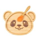 StarKiddo® ‘Adorable Panda’ Bamboo Suction Plates for Baby and Toddler | 3 Sections | Weaning Spoon | Non-Toxic | Strong Suction | Cool to The Touch | Ideal for Baby-Led Weaning (Orange)
