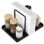 Napkin Holder with Salt and Pepper Shakers Caddy, Metal Napkin Holders for Table, Standing Paper Napkin Storage for Kitchen Dining Room Restaurant Decor, Black