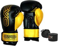 EVO MAYA Leather Boxing Gloves MMA Punch Bag Sparring Kick Boxing Training Glove (16 Oz)