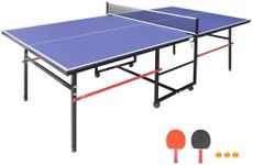 Professional Outdoor Table Tennis Tables–8ft Mid-Size Portable Ping Pong Table Game with Net,2 Table Tennis Paddles and 3 Balls for Easy Movement Perfect Christmas New Year Holiday Season Gifts