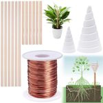 YBB Electroculture Gardening Copper Kit with 99.9% Pure Copper Wire 16 Gauge 65.6 Ft, 2 PCS Fibonacci Coil Winding Jigs, 12 PCS Wooden Stakes Antennas for Garden Plants Vegetables Growing