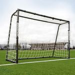 QUICKPLAY GS Football Goals - Super Durable Galvanized Steel Football Goal [5 Sizes] Regulation Sizes, Deep Net, Moveable & Weather Resistant [Single Goal]