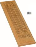 WE Games Classic Cribbage Board Set, Solid Wood Continuous 3 Track Board with Metal Pegs, Family Games, Living Room Decor, for Travel, Outdoor, Birthday Gifts, 2 Player Games, Bar Games, Card Games