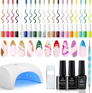 Beetles Liner Gel Polish with Curing Lamp 36W U V Nail Lamp, 20 Colors Liner Gel Polish Set with Fast Drying Compact LED Nail Dryer