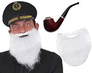 CAPTAINS HAT SAILORS CAP BEARD AND PIPE FANCY DRESS KIT