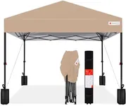 Best Choice Products 12x12ft 1-Person Setup Pop Up Canopy Tent Instant Portable Shelter w/ 1-Button Push, Case, 4 Weight Bags - Tan