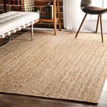 Rectangular Rug Natural Jute Hand W